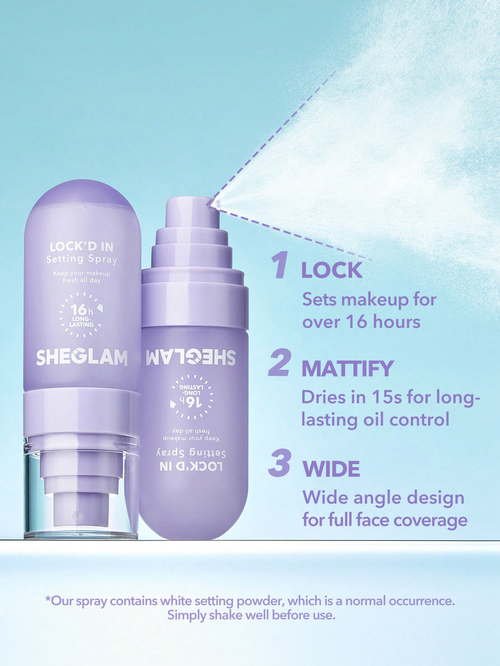 SHEGLAM Lock’d In Mattifying Setting Spray (Purple Variant)